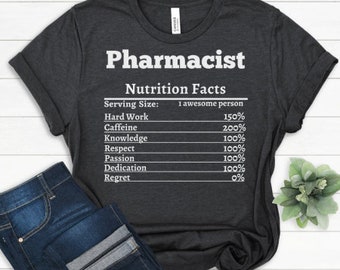 Regalo de farmacéutico. Camiseta de nutrición para farmacéuticos. La mejor camiseta de agradecimiento para farmacéuticos. Camiseta personalizada para farmacéuticos.