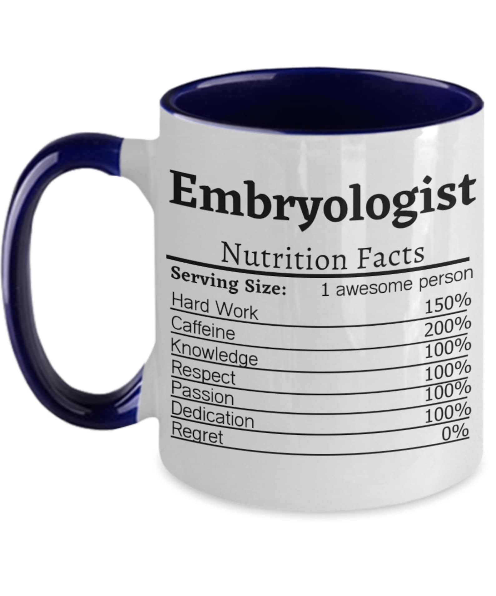 Embryologist Nutrition Facts Mug Embryologist Gift for Embryologist ...
