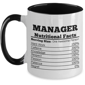 Manager voedingsfeiten mok voor manager geschenken voor manager koffiemok Manager kerstcadeau Manager verjaardagscadeau