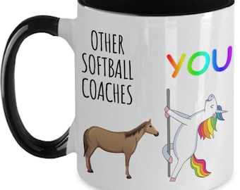 Funny Softball Coach Unicorn Mug: Softball Coach Gift | Softball Coach Coffee Mug | Majestic Unicorn | Best Softball Coach Gift Ideas Cup