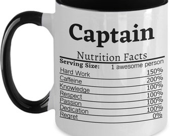 Taza de capitán Taza de información nutricional del capitán Mejor agradecimiento del capitán Regalos de capitán para taza de café del capitán