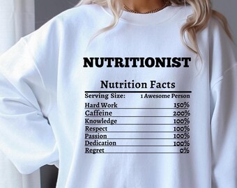 Felpa da nutrizionista, regalo per nutrizionisti, abbigliamento per uno stile di vita sano, abbigliamento da dietista, regalo di apprezzamento per nutrizionisti.