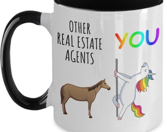 Taza divertida de agente de bienes raíces para regalo de agente de bienes raíces para regalo de agente de bienes raíces Copa Unicornio Mejor apreciación de agente de bienes raíces