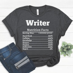 Camiseta de escritor, camiseta de nutrición para escritores, regalos divertidos para escritores, ideas de regalos para fiscales, camiseta de manga corta