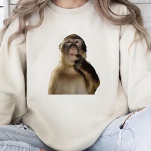 Funny Monkey Meme Sweatshirt: Brainrot Humor, Thinking Monkey, Side Eye, Xing Xing, Not My Circus, Sarcastic Crewneck, Snarky Gift for Her