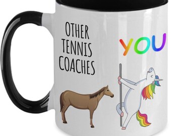 Lustiger Tennis-Trainer-Becher für Tennis-Trainer-Geschenk für Tennis-Trainer-Geschenk Einhorn-Becher Bester Tennis-Trainer-Anerkennung-Tennis-Trainer-Cup