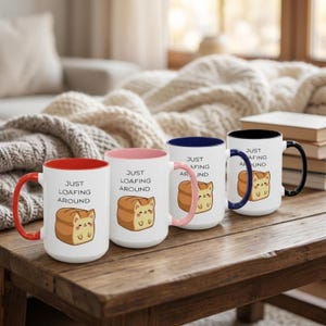 Taza de pan con forma de gato, regalo divertido para holgazanear, taza de café con forma de gatito kawaii, regalo de alfabetización estética de panadería, regalo para amantes de los gatos