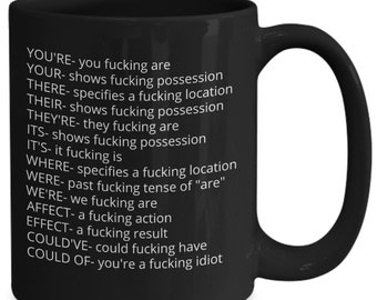 Funny English Teacher Mug | Funny Grammar Gift for Teachers | Contractions Coffee Cup | Literacy Appreciation Gift | English Major Mug