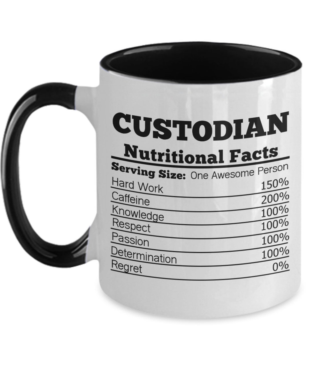 Custodian Nutrition Facts Mug Funny Custodian Gift for Custodian Coffee ...