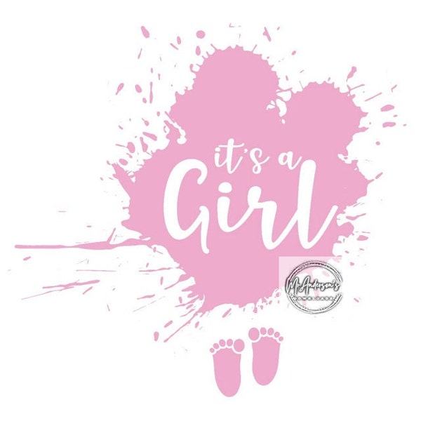 It's a Girl Digital Design to use for Gender Reveal, Baby Shower Decorations. Pregnancy Announcement. Gender Reveal. Pink. Paint Splash.