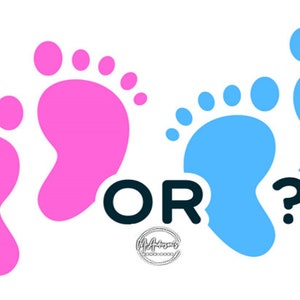 Baby Footprints Gender Reveal Design: Pink & Blue (Digital Download)