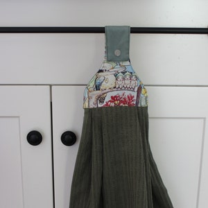 Custom handmade double hanging tea hand towel, kitchen, friends, gumnut, may gibbs, cotton,Australian, native, laundry, botanical, image 1