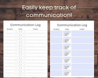 Parent Communication Log (Fillable)