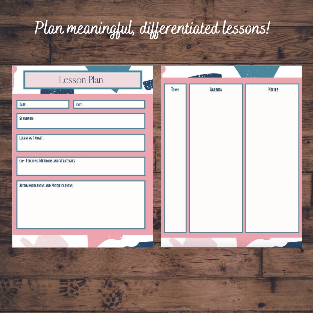 Lesson Planner fillable, Special Education Inclusive - Etsy