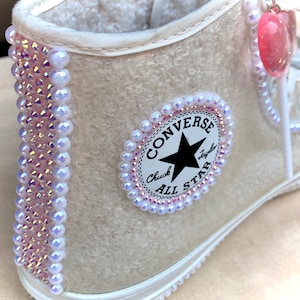 HEARTS & LOLLIPOPS- Custom High Top Crystal Converse Chuck Taylor All Star