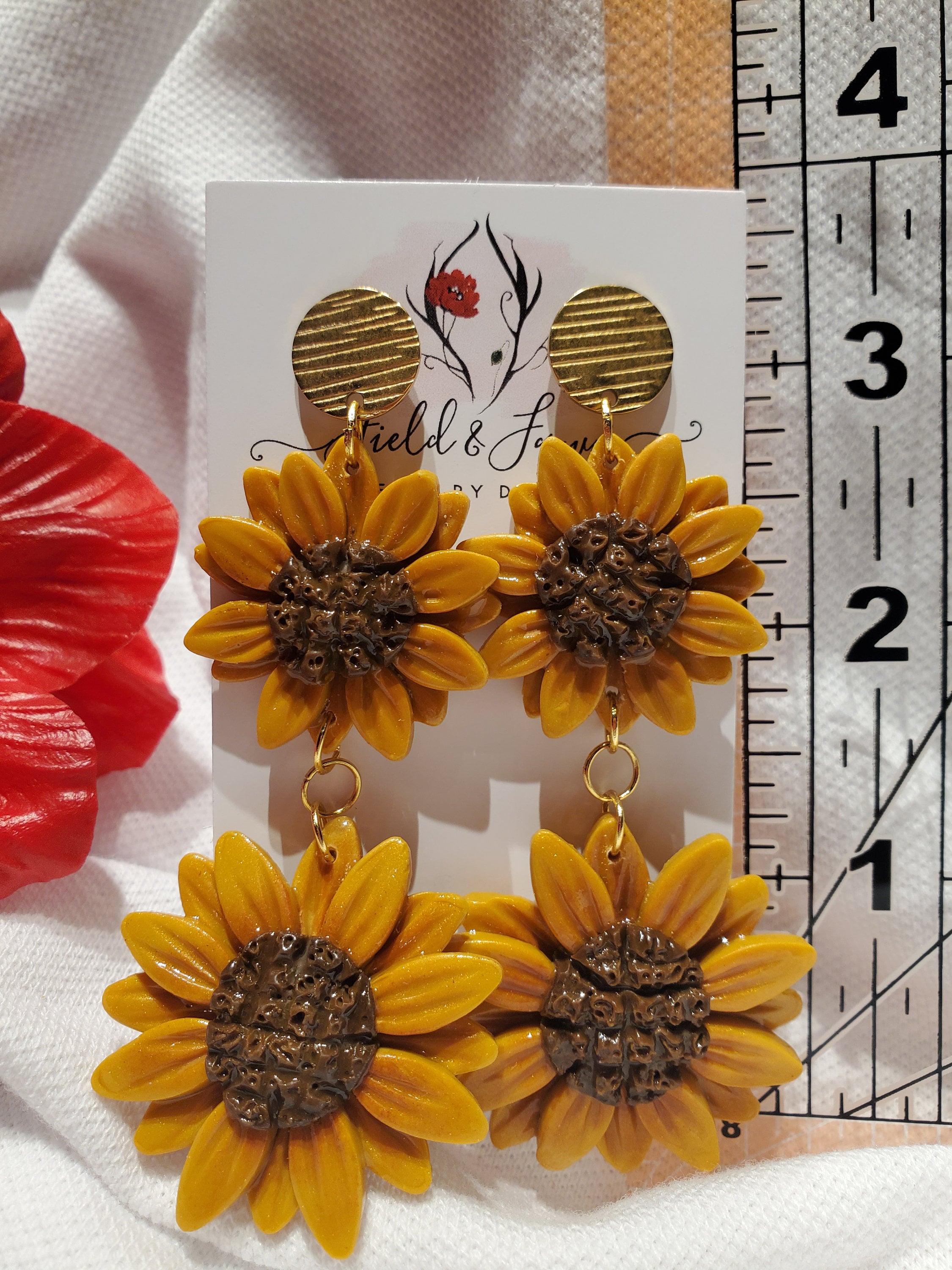 Sunflower Dangle Earrings Polymer Clay Etsy UK