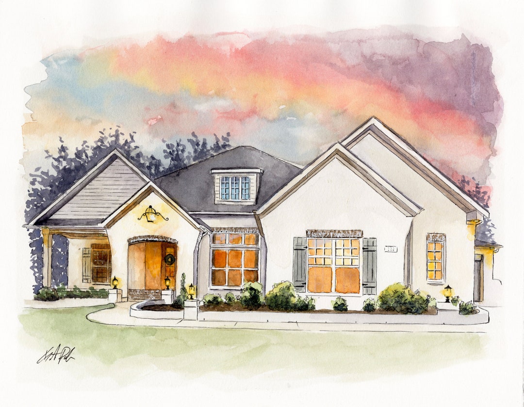 Custom Hand Painted Watercolor House Portrait - Etsy