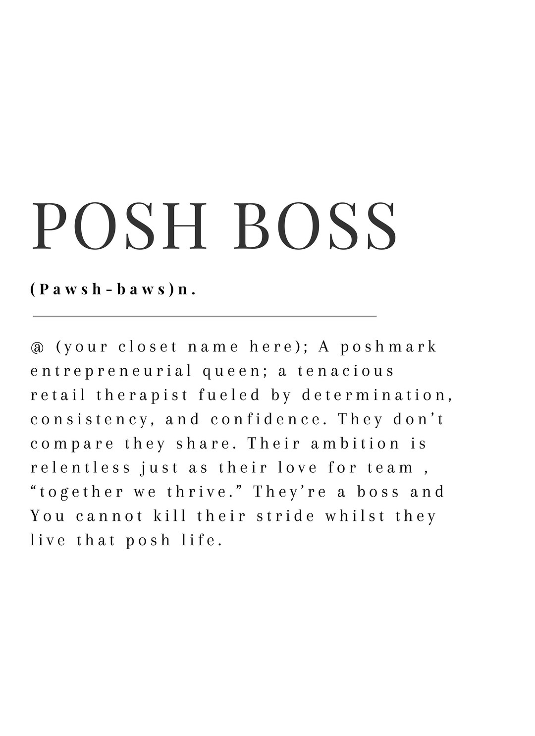 Custom Posh Boss Poshmark Definition Print - Etsy