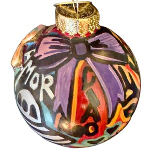 Epic Expressions: Hand Drawn/Painted Vibrant Doodles with Lightning Bolt Patch Bauble