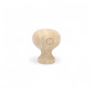 Puede incluir: Un pomo de armario de madera clara con una parte superior redondeada y una base ensanchada. La veta de la madera es visible y el pomo está diseñado para un agarre fácil. Este pomo decorativo es adecuado para muebles y proyectos de decoración del hogar.