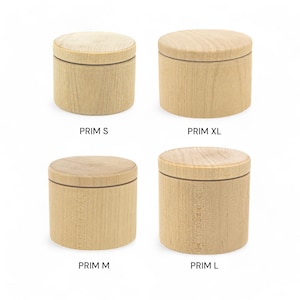 Handgjorda pillerburkar i björkträ: Naturliga decoupage-presentaskar - 10-pack