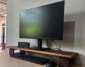 Solid Walnut Monitor Stand – Ergonomic Desktop and Laptop Riser for Desk