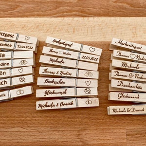 Clothespin with desired engraving / wooden clip / name / clothespin with text / all occasions / wedding / guests / individual / personalized image 2