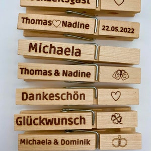 Wäscheklammer mit Wunschgravur / Holzklammer / Name / Wäscheklammer mit
