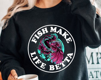 Betta Fish T-Shirt - Fish Make Life Betta Shirt - Pet Fish Shirt - Fish Lover Gift - Yin Yang Fish Shirt - Cute Aquarium Shirt