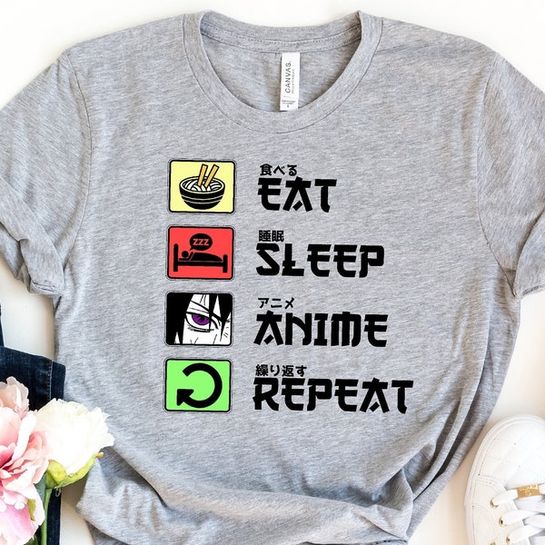 Eat Sleep Anime Repeat Shirt | Anime Shirt | Gift for Anime Lover | Gift for Anime Fan | Anime Otaku Shirt | Cool Anime Shirt | Gift for Him