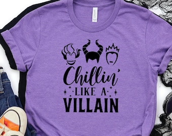 Chillin Like a Villain T-Shirt | Joker Evil Outfit | Girls Halloween Shirt | Cozy Womens Halloween T Shirt | Halloween Movie Tee Shirt