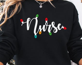 Nurse Christmas Lights Sweatshirt | Christmas Doctor Nurse Pullover | Christmas Gift For Nurse | Nurse School Christmas Sweatshirt