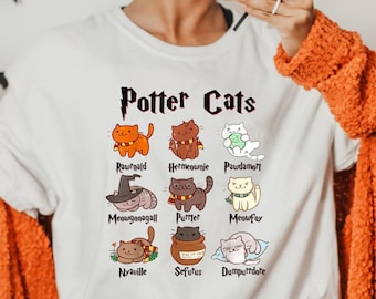 Camiseta de Potter Cats - Camiseta para amantes de los gatos - Camiseta de Hermeownie - Camiseta de gato lindo - Camiseta de Meowfoy - Camiseta de dueño de gato - Camiseta de gato fantástico