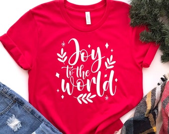 Youth to Plus Size Happy Holiday Christmas Party Joy to the World Polka Dot Ornament Comfort Colors T shirt Cute Merry Christmas Shirt