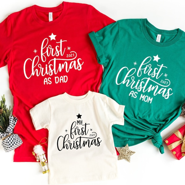 My First Christmas Shirt | First Christmas as Mom Tee | First Christmas as Dad Tshirt | 1st Christmas Matching Family Shirt | Christmas Gift