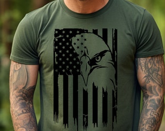 Camiseta con la bandera del águila - Camiseta patriótica - Camiseta con la bandera de EE. UU. - Camiseta con el águila de EE. UU. - Camiseta con el águila americana - Camiseta del 4 de julio - Regalo para papá