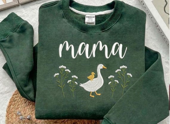 Embroidered Mama Sweatshirt, Goose Mom Crewneck, Mother's Day Gift, Gift For Mom, Embroidered Silly Goose Crewneck, Cute Mom Sweater