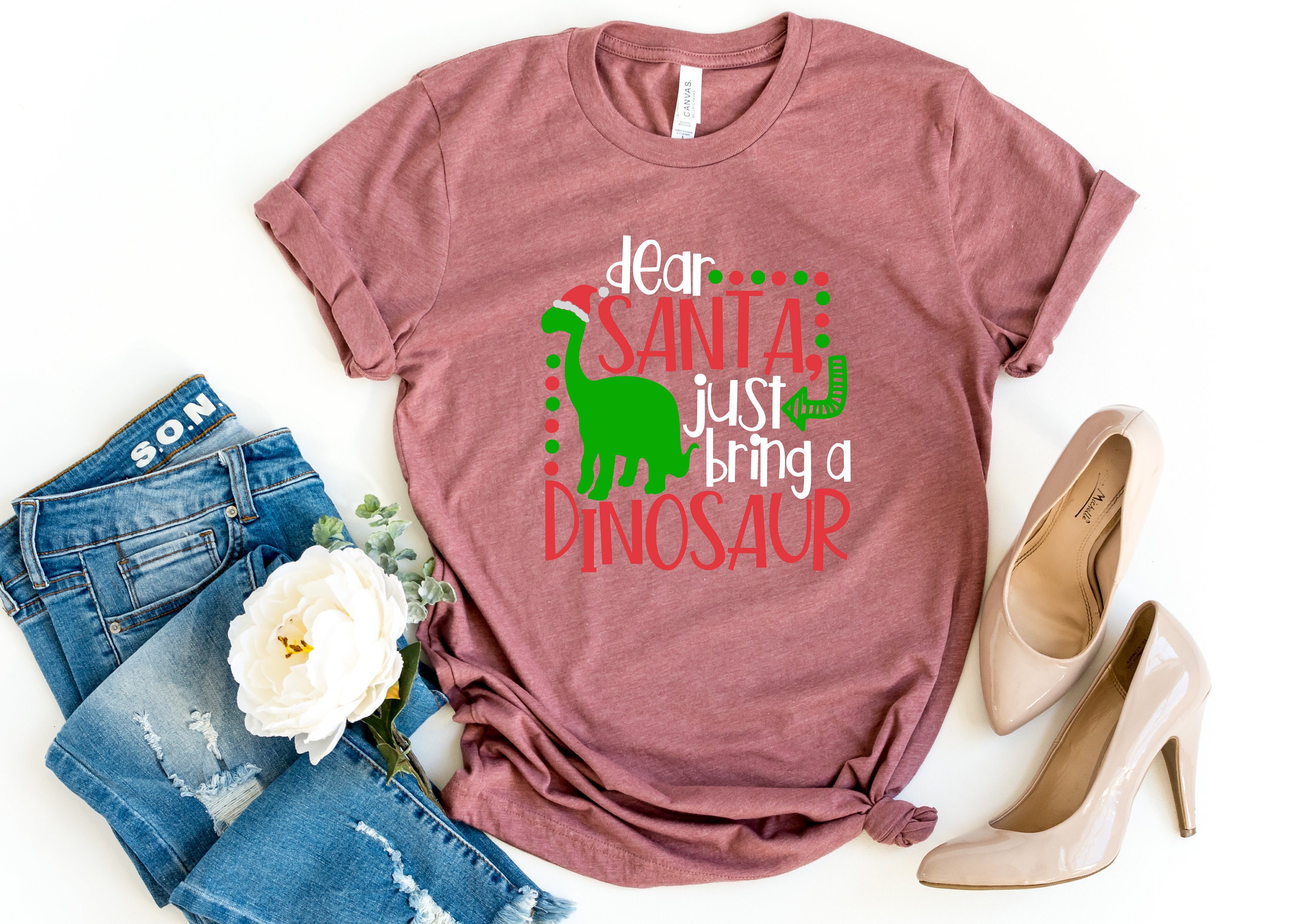 Discover Dear Santa Just Bring A Dinosaur Tshirt | Christmas Baby Bodysuit | Dinosaur Shirt for Girl, Boy | Kid Toddler Tee | Infant Clothing