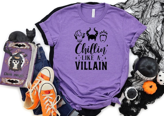 Chillin Like a Villain T-Shirt | Joker Evil Outfit | Girls Halloween Shirt | Cozy Womens Halloween T Shirt | Halloween Movie Tee Shirt