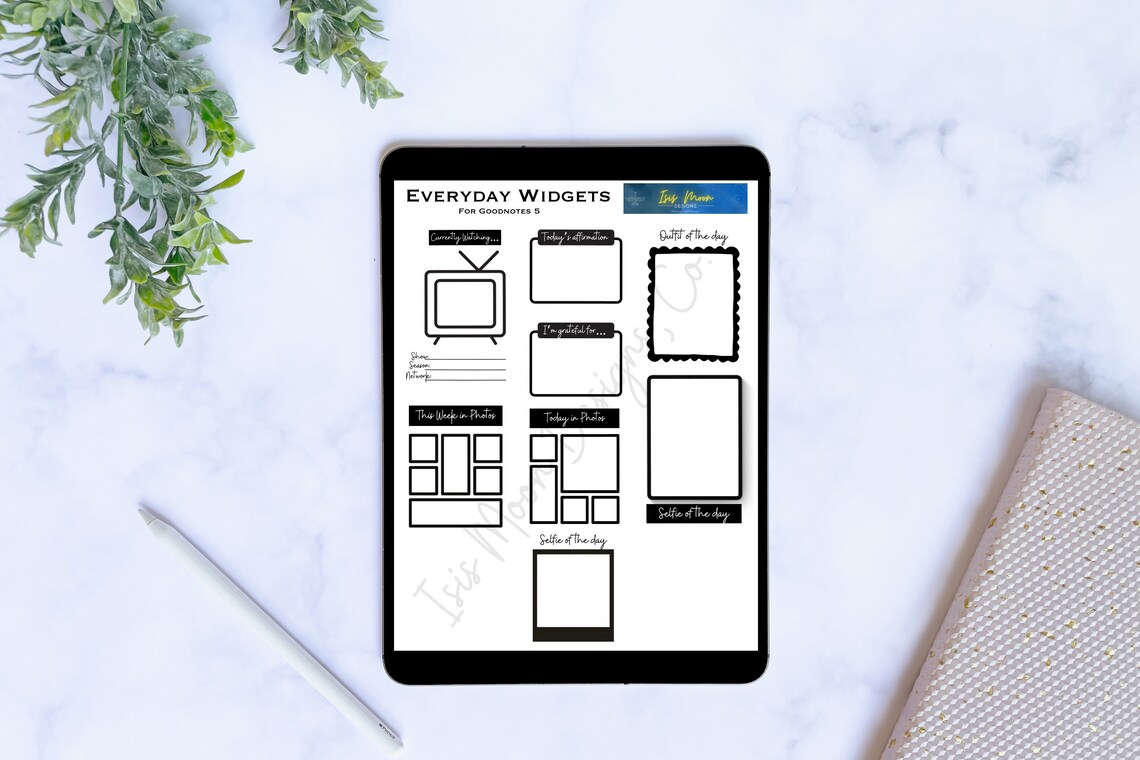 Everyday Widget Pack Goodnotes 5 PNG Widgets Digital Etsy