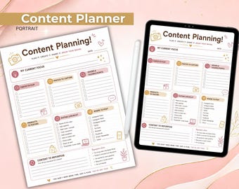 Content Planner Page for Digital Planners and Journals