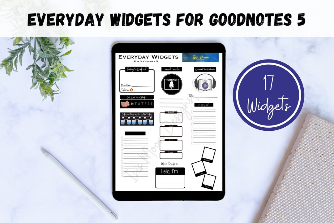 Everyday Widget Pack Goodnotes 5 PNG Widgets Digital Etsy