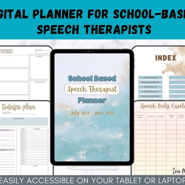 School Based Speech Therapist Digital Planner, SLP Planner, School Therapist Planner