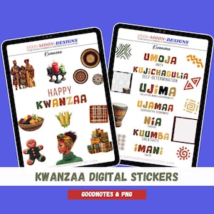 Kwanzaa Digital Holiday Stickers, Goodnotes planner stickers, png Kwanzaa stickers