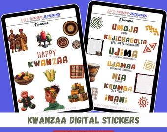 Kwanzaa Digital Stickers: Planner Scrapbook PNG, Goodnotes (Digital Download)