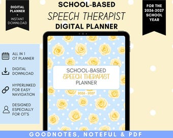 School-Based Speech Therapist Digital Planner | Hyperlinked Planner for SLPs | GoodNotes & Noteful Compatible