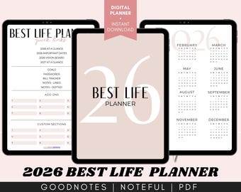 2026 Digital Life Planner: Goodnotes, Noteful, PDF
