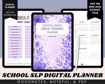 2025-2026 SLP Digital Planner: School Speech Therapist Organizer (Digital Download)