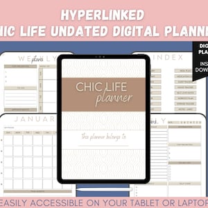 Undated Digital Planner, Hyperlinked Undated Digital Planner, Neutral Planner, 2024 Digital Planner, Goodnotes Planner