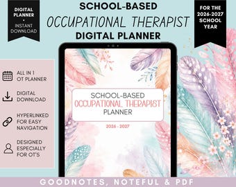 School-Based Occupational Therapist Digital Planner | Hyperlinked GoodNotes and Noteful Planner | Peds OT